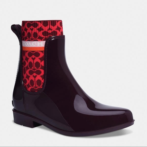 COACH Rivington Rain Bootie - In Bitter Chocolate - NEW